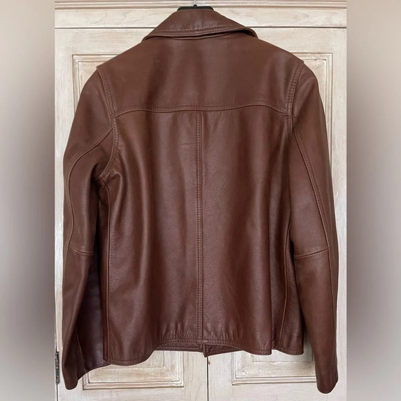 J. Crew 100% Brown Leather Jacket - Picture 2 of 5